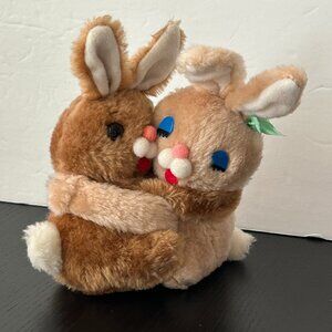 Easter Pets Hugging Rabbit Bunny Couple Plush Vintage Stuffed Animal Toy 7 Inch